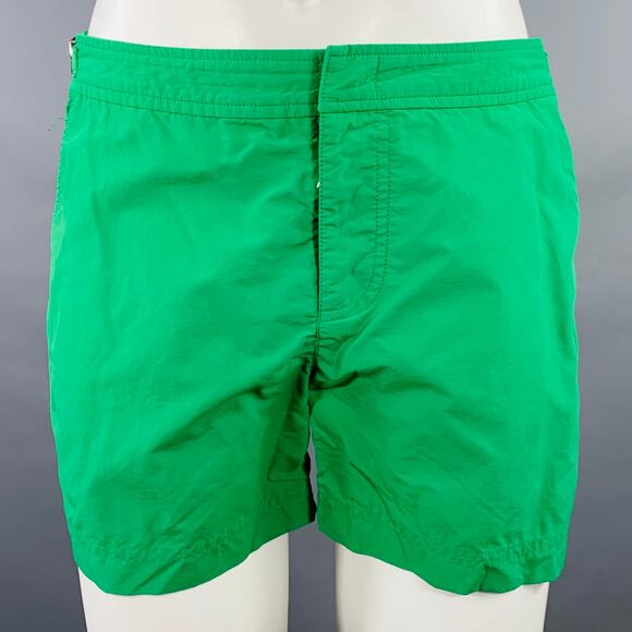 ORLEBAR BROWN Size 34 Green Side Tabs Zip Fly Swim Trunks